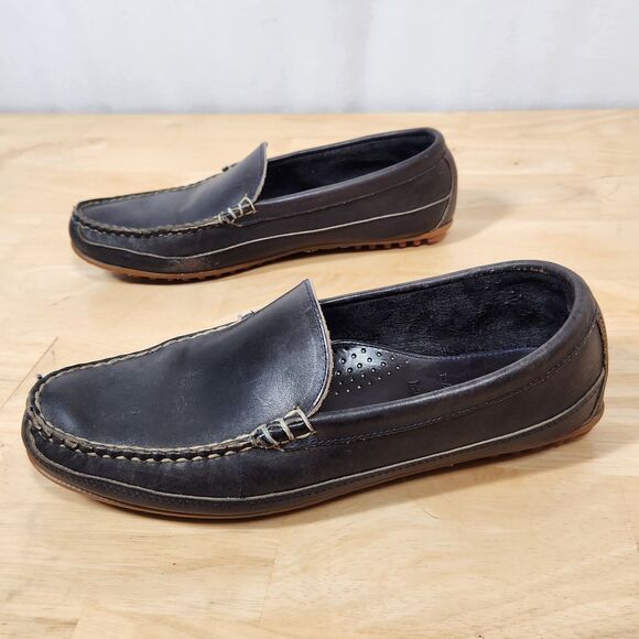 Allen Edmonds Men's Sz 8.5 Interstate 90 Navy Blue Leather Slip On Loafer Shoes - Picture 5 of 11